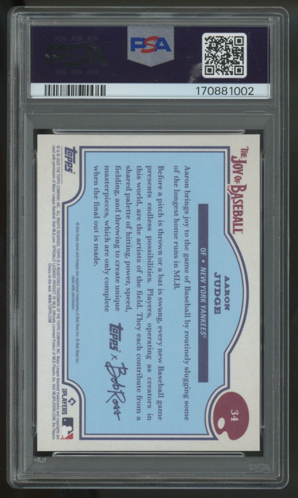 2025 Topps X Bob Ross Aaron Judge #34 PSA 10 *002