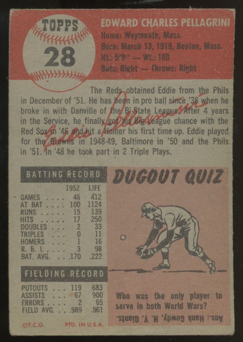 1953 Topps Eddie Pellagrini #28 VG