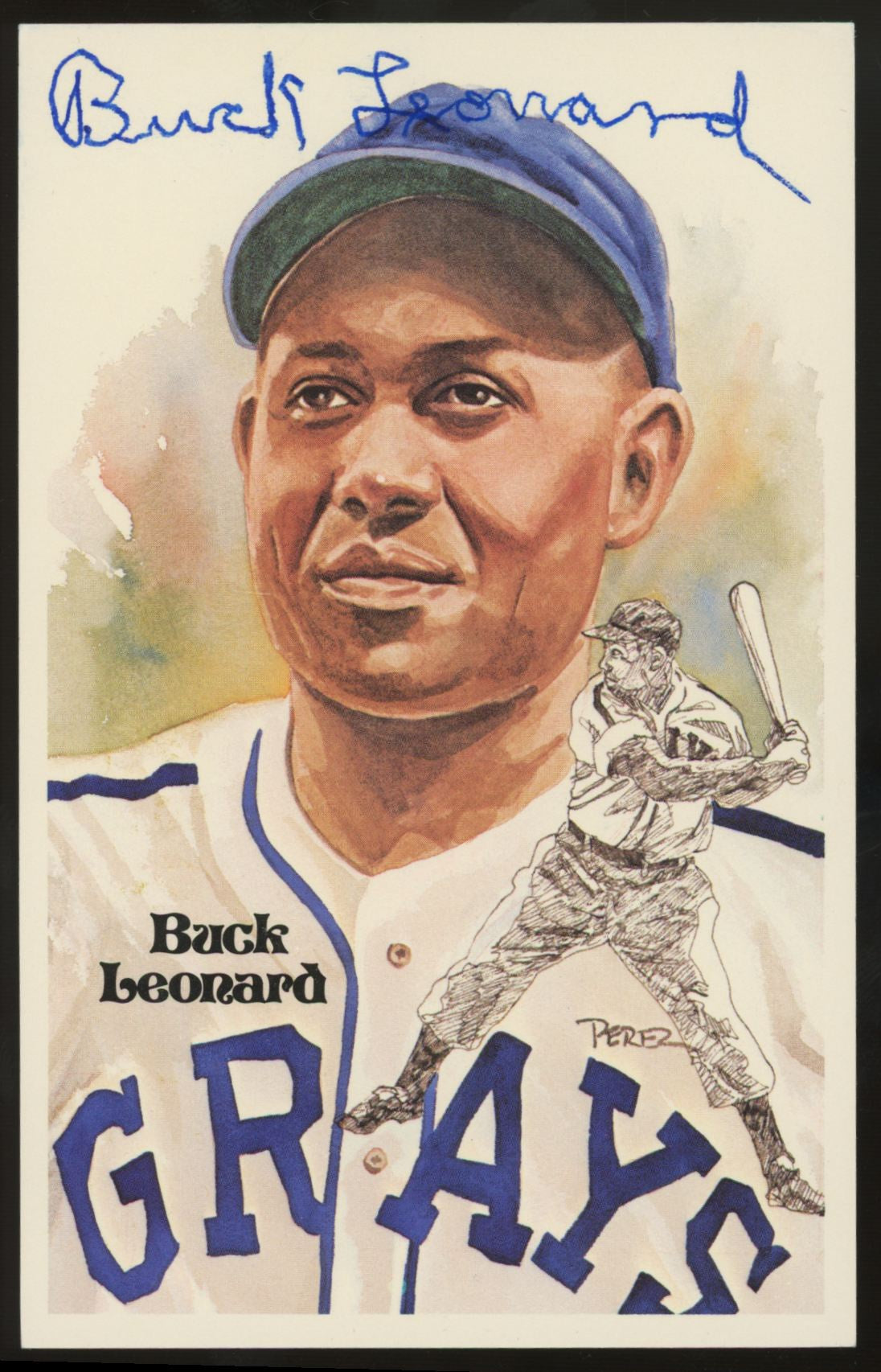 1981 Perez Steele Buck Leonard Signed Autographed Post Card /10000 JSA Authentic