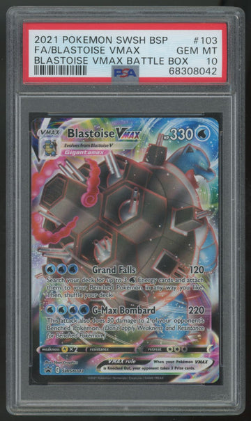 2021 Pokemon Blastoise VMax Black Star Promo Full Art #103 PSA 10
