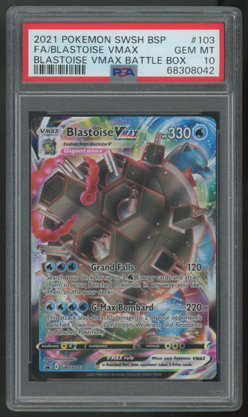 2021 Pokemon Blastoise VMax Black Star Promo Full Art #103 PSA 10