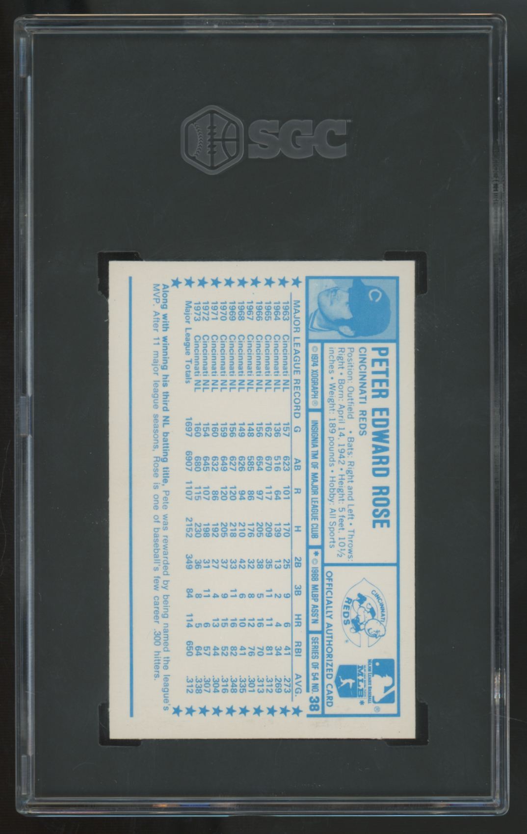 1974 Kellogg's Pete Rose 3-D Super Stars #38 SGC 8.5