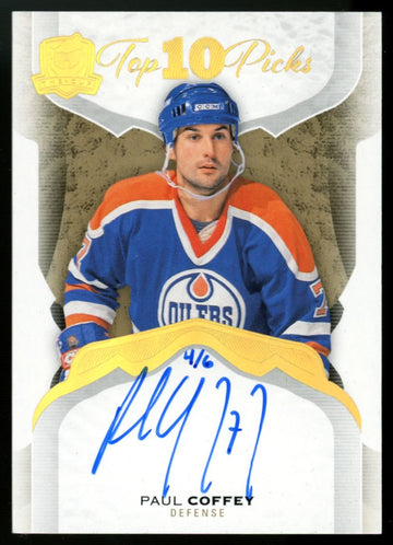 2023-24 UD The Cup Paul Coffey Top 10 Picks Auto Hand Numbered /6 #1980-6