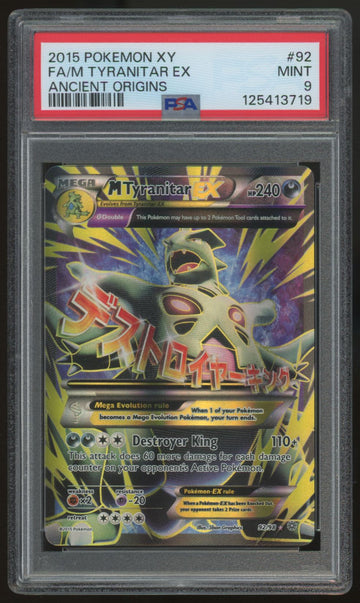 2015 Pokemon M Tyranitar EX Ancient Origins Full Art #92 PSA 9