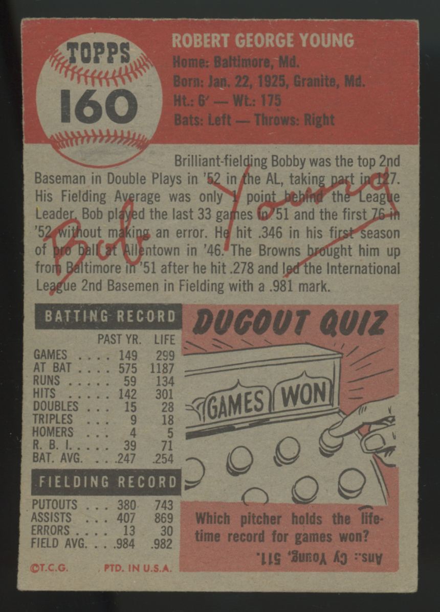 1953 Topps Bob Young #160 EX