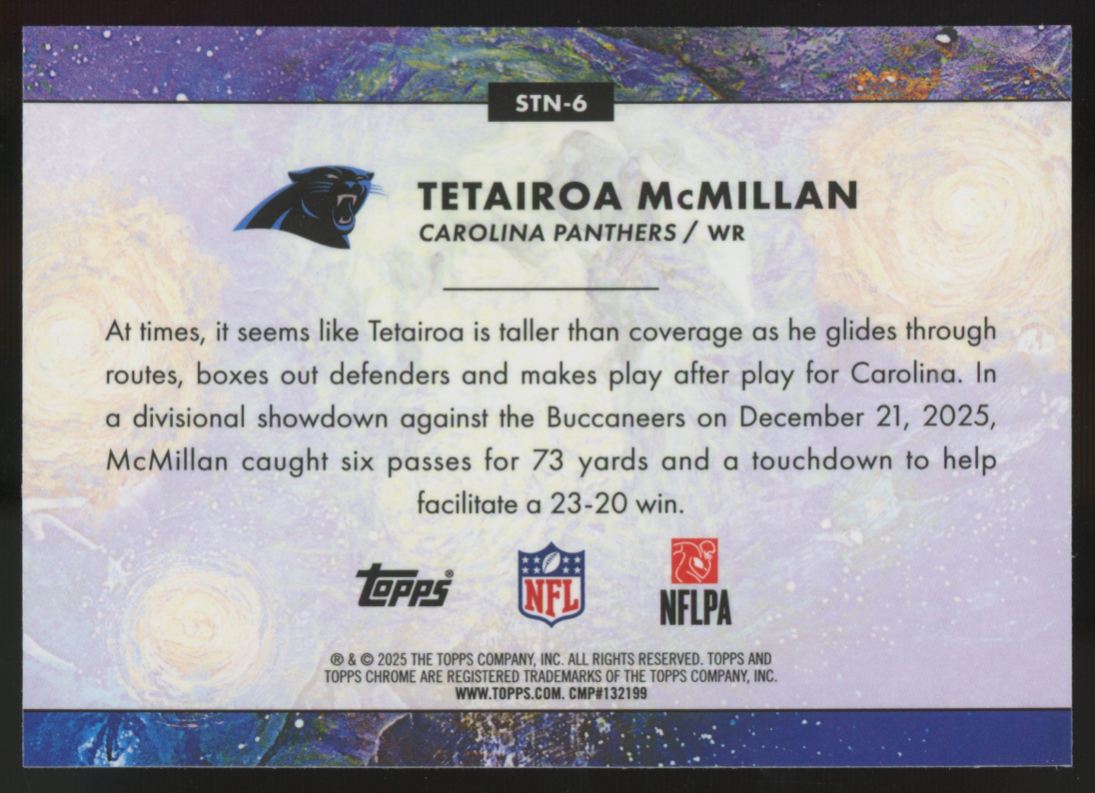 2025 Topps Chrome Cosmic Tetairoa McMillan RC Stars In The Night #STN-6