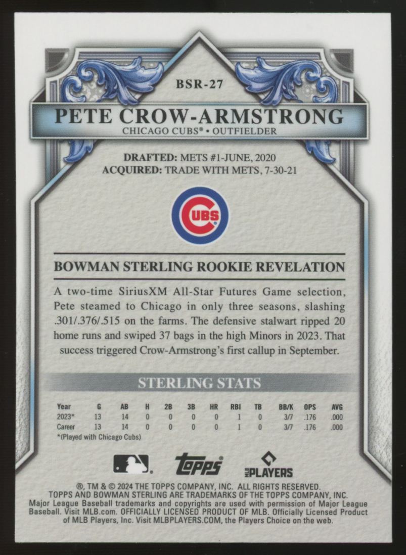 2024 Bowman Sterling Pete Crow-Armstrong RC Magenta Refractor /75 #BSR-75
