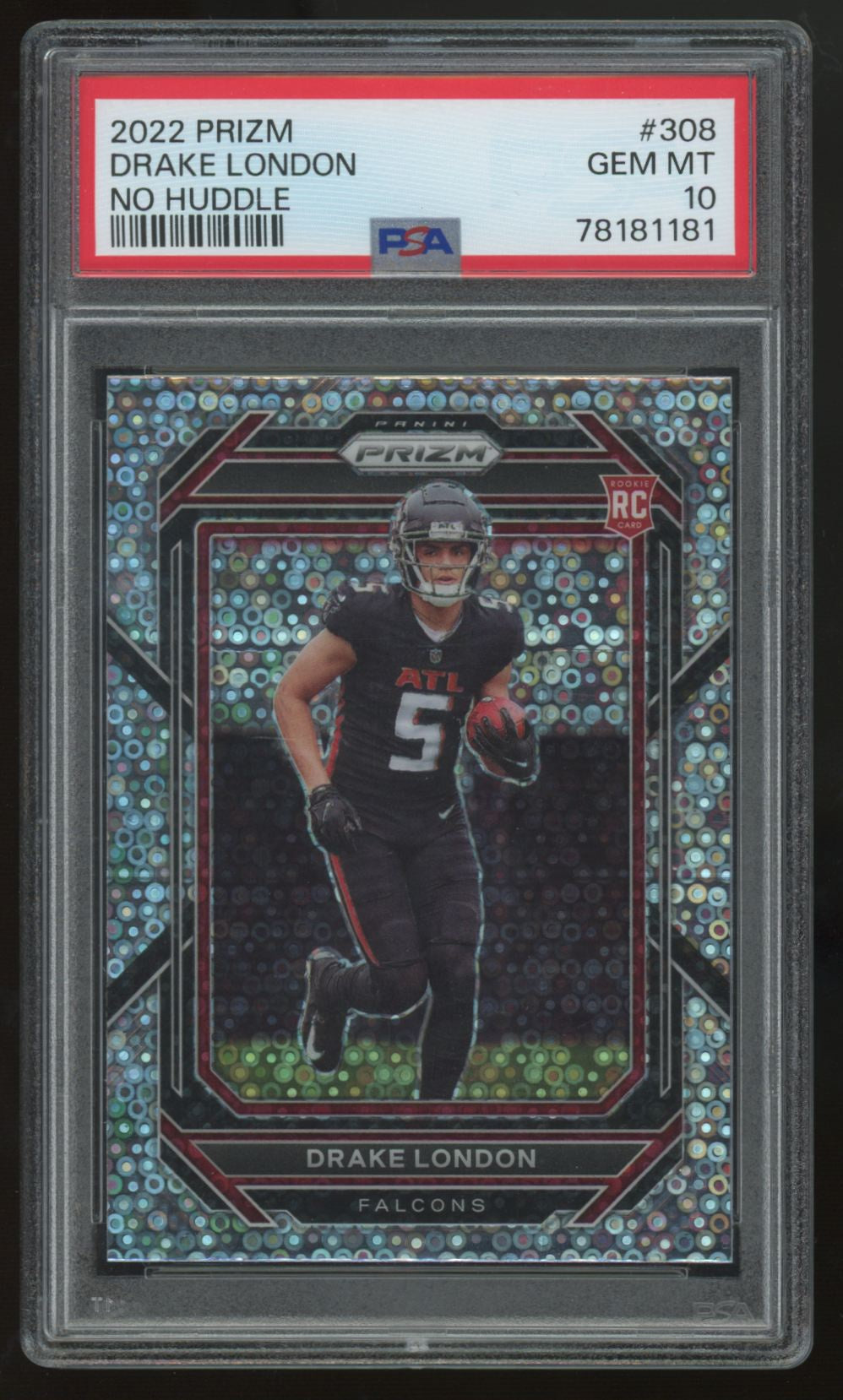 2022 Panini Prizm Drake London RC No Huddle #308 PSA 10