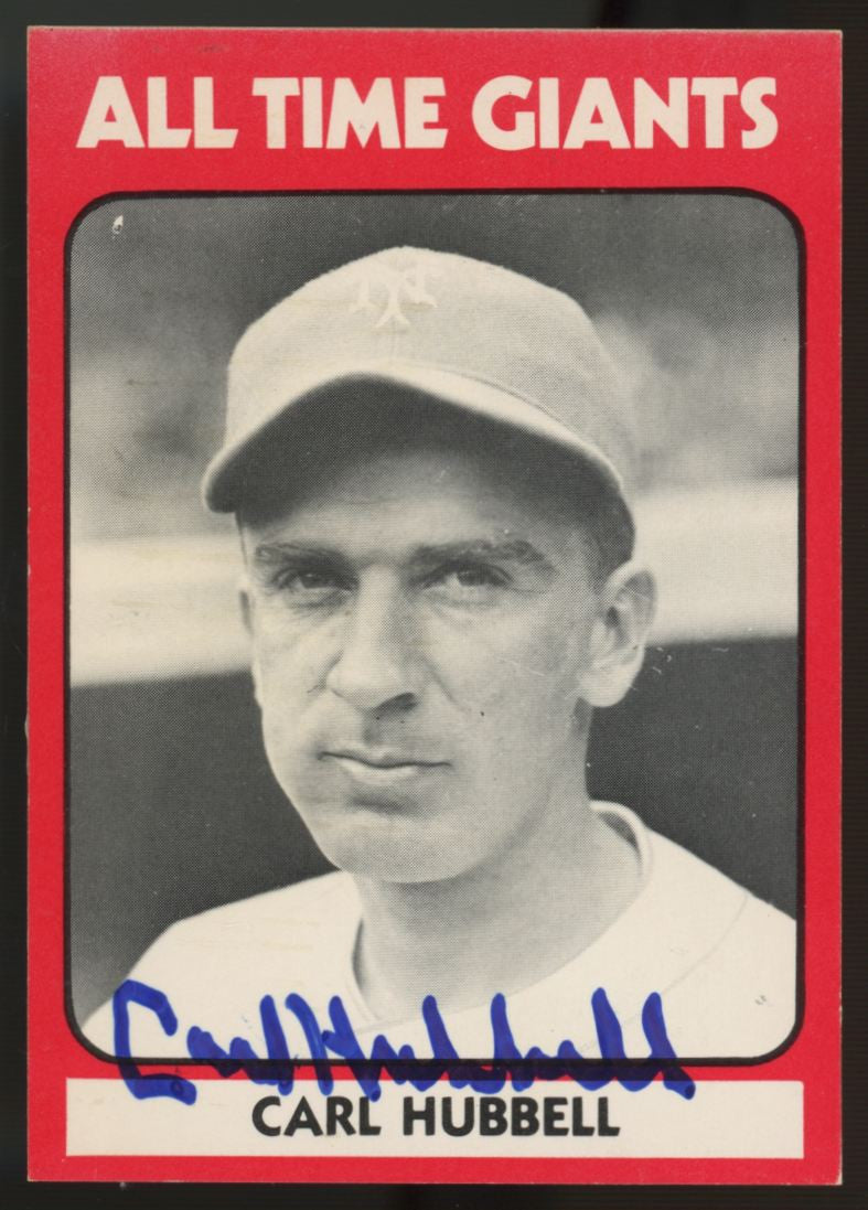 1980 TCMA Carl Hubbell All Time Giants Signed Autographed Card JSA