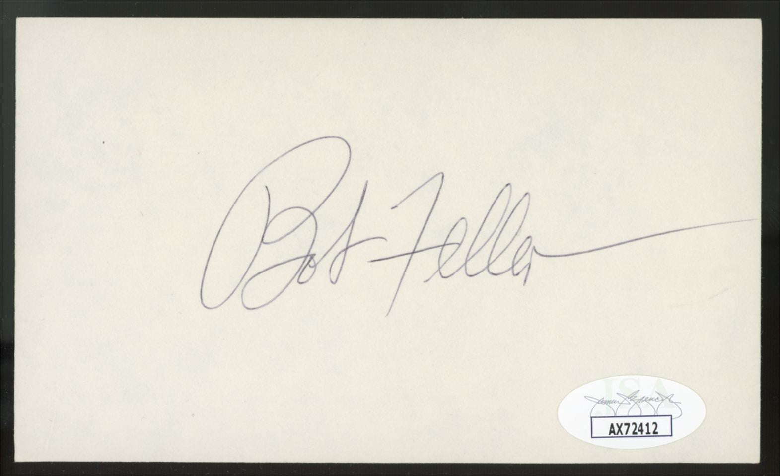 Bob Feller Signed Autographed Index Card JSA Authentic