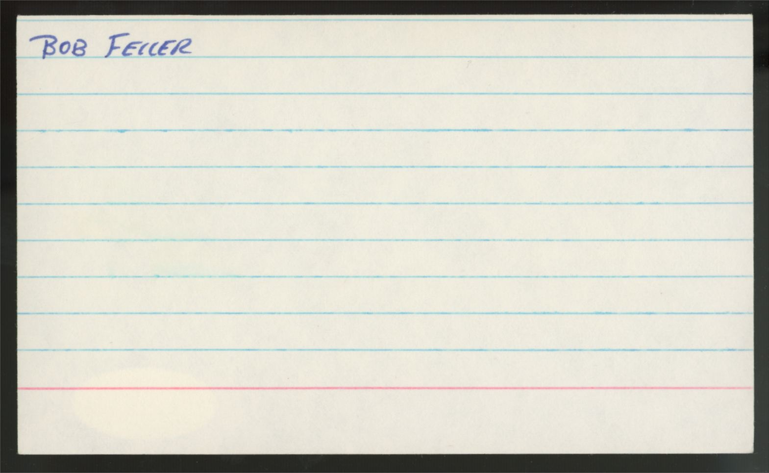Bob Feller Signed Autographed Index Card JSA Authentic