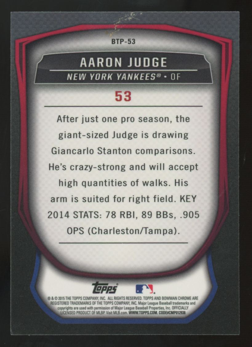 2015 Bowman Chrome Aaron Judge Scouts Top 100 #BTP-53