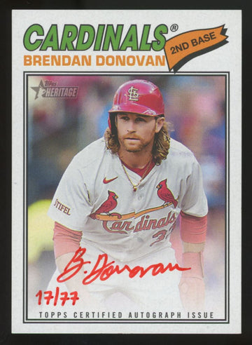 2026 Topps Heritage Brendan Donovan Red Ink Real One Auto /77 #ROA-BD