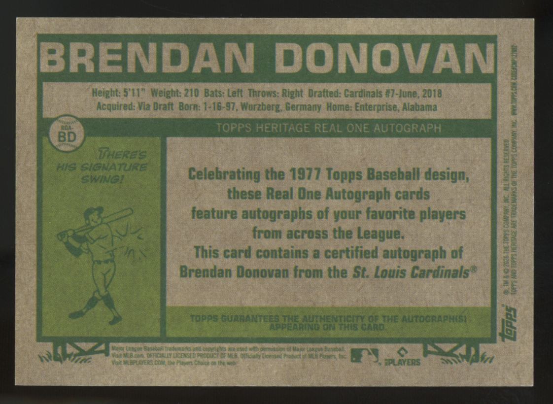 2026 Topps Heritage Brendan Donovan Red Ink Real One Auto /77 #ROA-BD