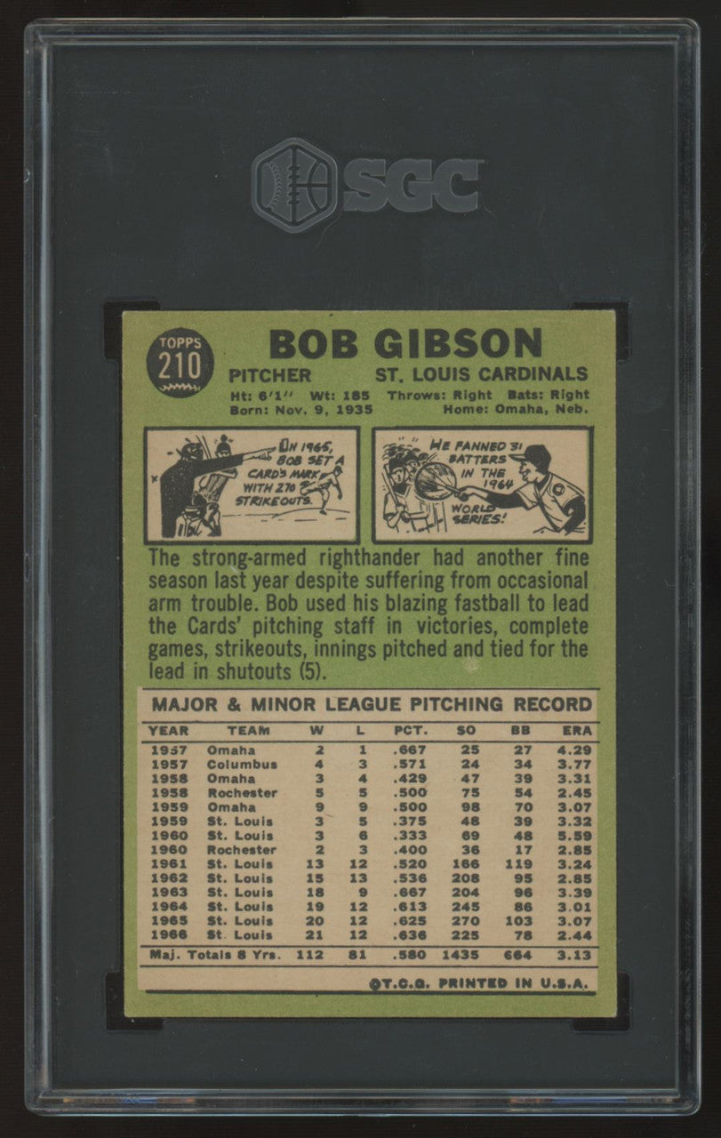 1967 Topps Bob Gibson #210 SGC 5
