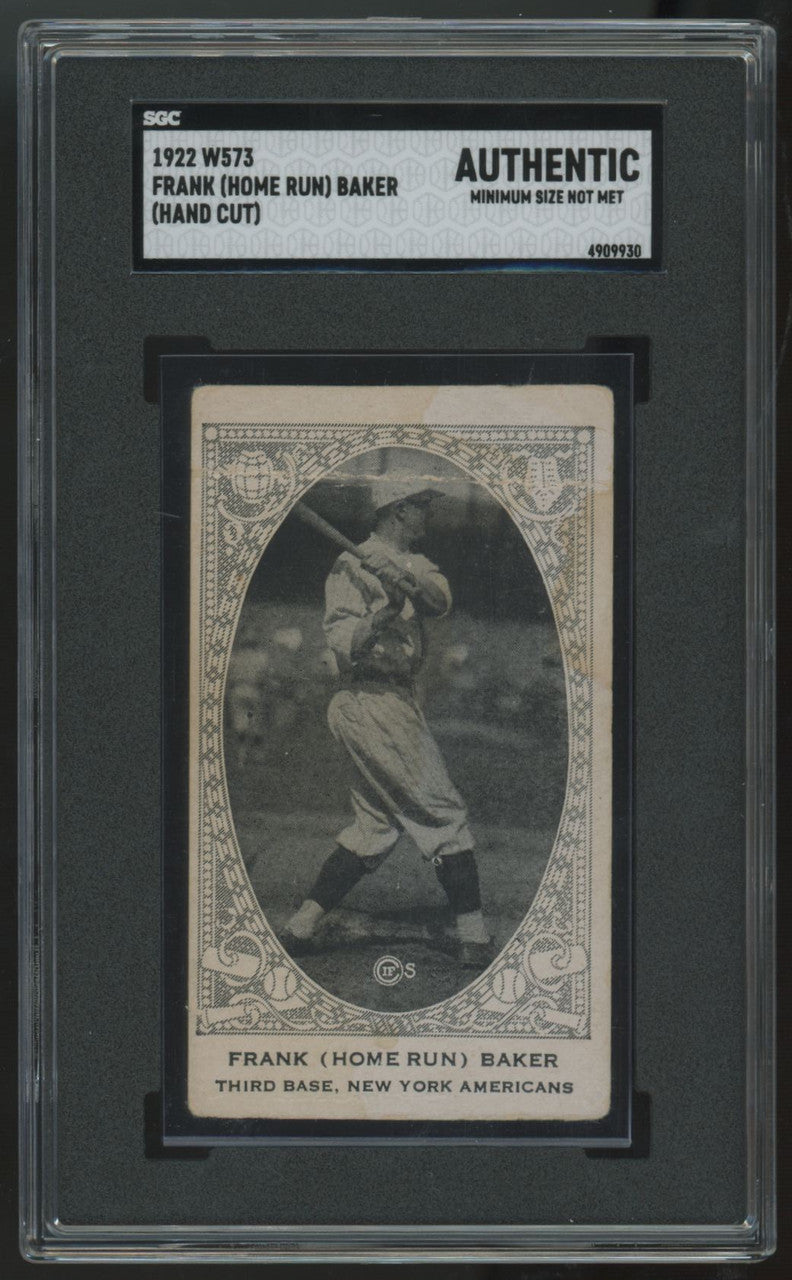 1922 W573 Frank "Home Run" Baker Hand Cut SGC Authentic