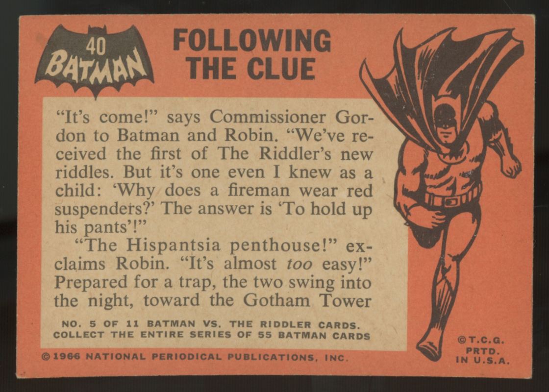 1966 Topps Batman Following The Clue #40 VG/EX