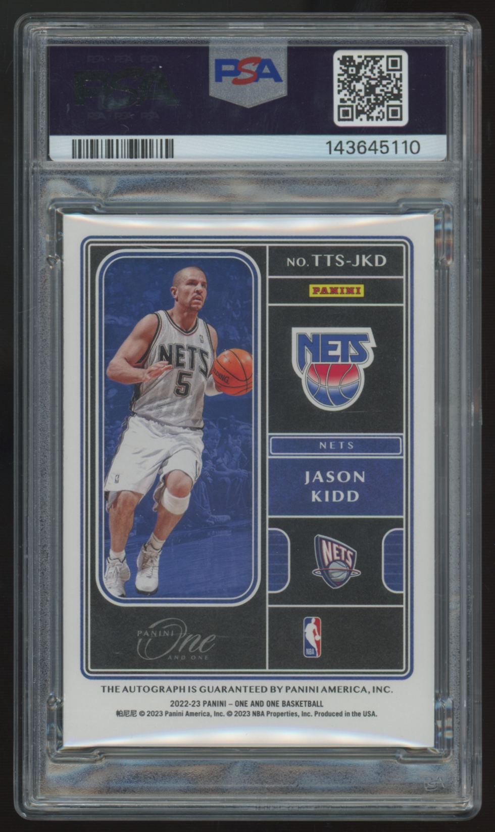 2022-23 Panini One & One Jason Kidd Team Titans Gold Auto /10 #TTS-JKD PSA 9