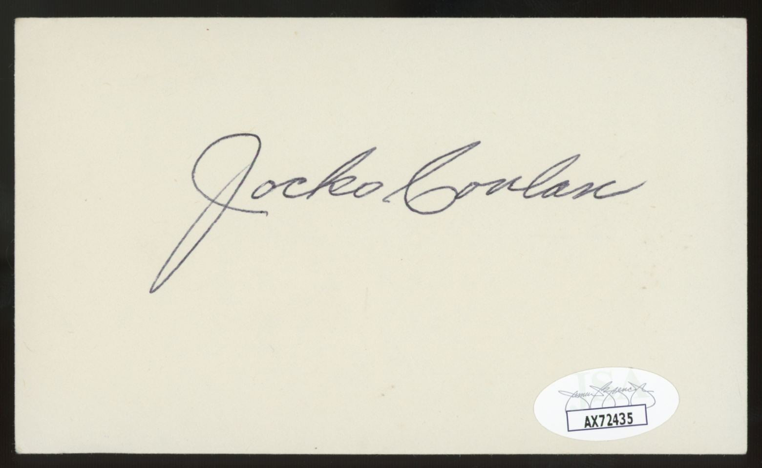 Jocko Conlan Signed Autographed Index Card JSA Authentic