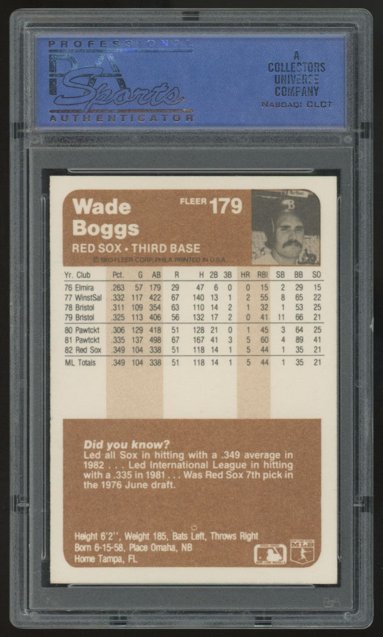 1983 Fleer Wade Boggs RC #179 PSA 8
