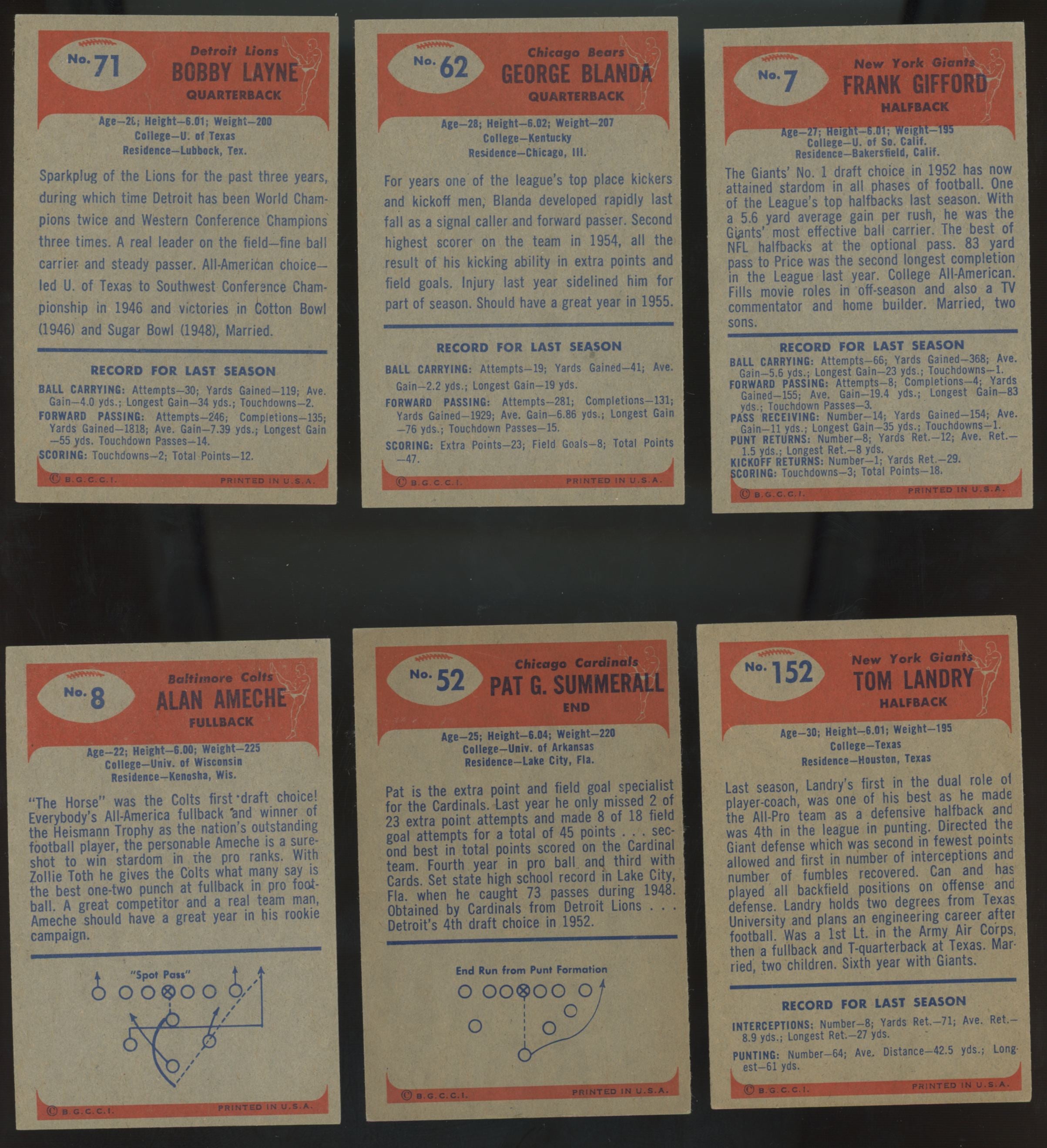 1955 Bowman Football Complete Set (160/160) EX - NM Very Clean