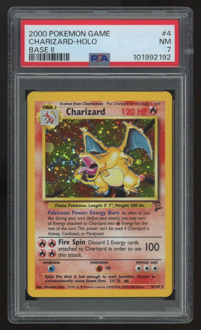 2000 Pokemon Charizard Base Set II Holo #4 PSA 7