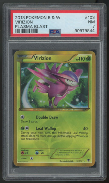 2013 Pokemon Virizion Plasma Blast Holo #103 PSA 7