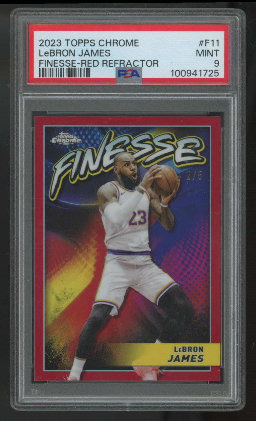 2023-24 Topps Chrome LeBron James Finesse Red Refractor /5 #F-11 PSA 9