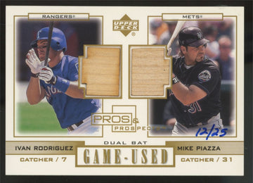 2001 Upper Deck Pros & Prospects Piazza Rodriguez Gold Dual Bat Patch /25 #PP-RP