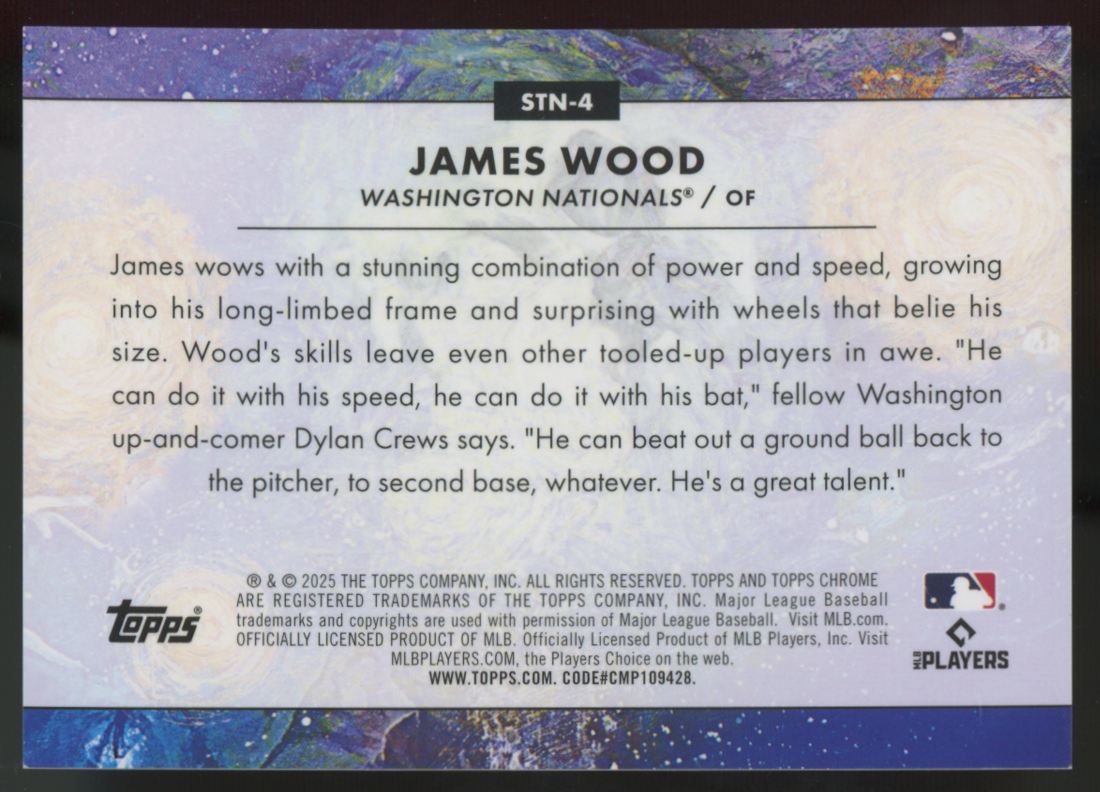 2025 Topps Chrome Cosmic James Wood RC Stars In The Night Orange Galactic /25