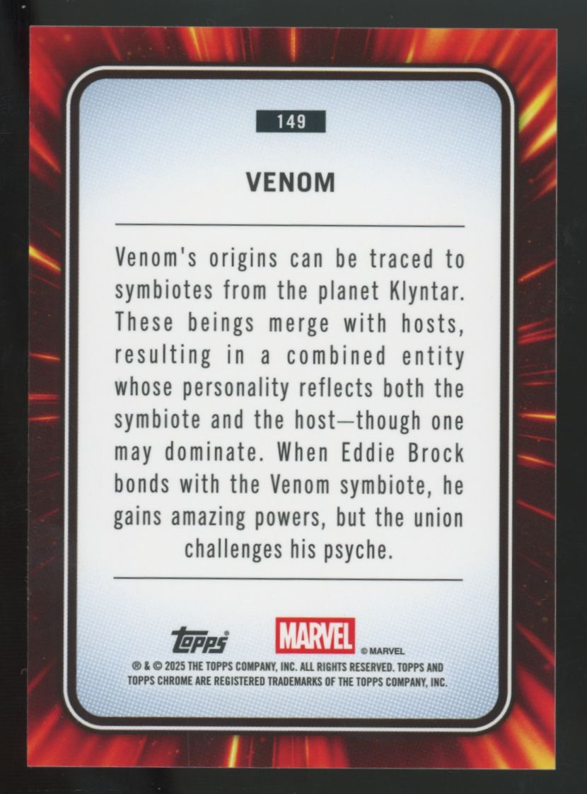 2025 Topps Chrome Marvel Sapphire Venom Gold Refractor /50 #149