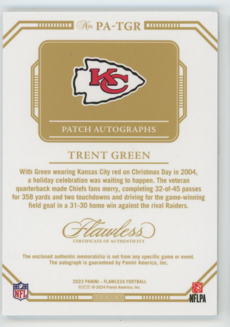 2023 Panini Flawless Trent Green Silver Patch Auto /20 #PA-TGR