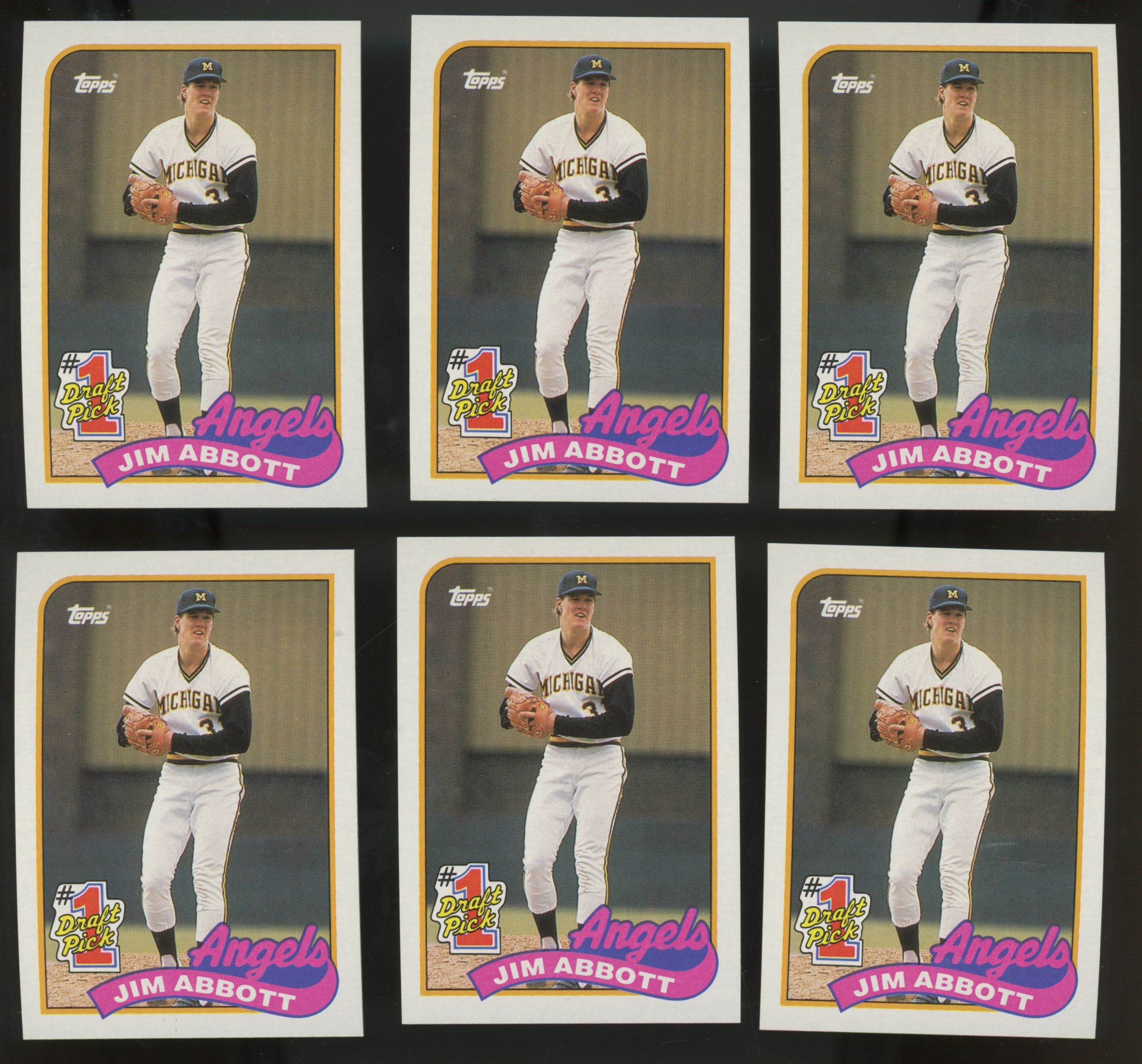 1989 Topps Jim Abbott RC #1 Draft Pick #573 (Lot Of 50)