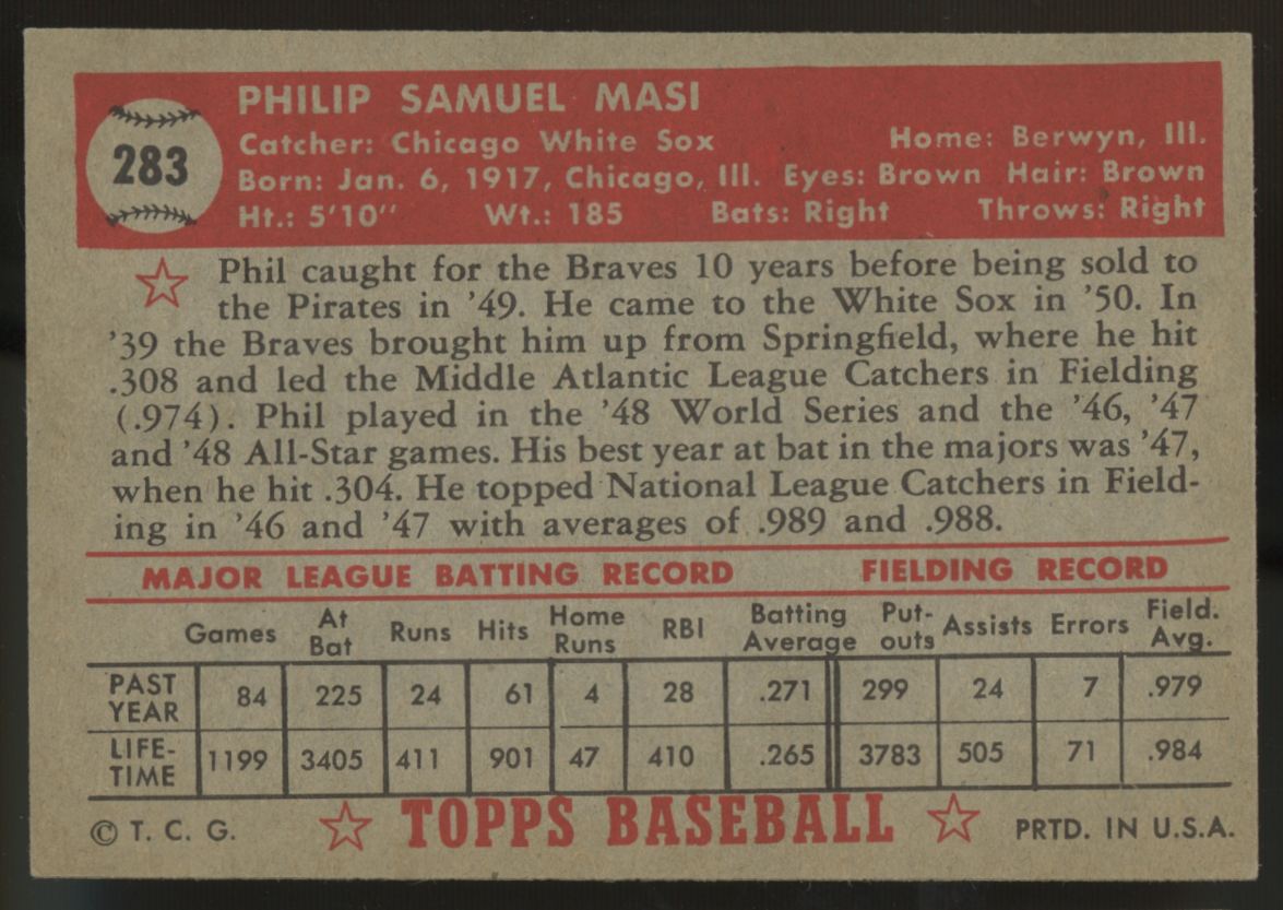 1952 Topps Phil Masi #283 EX/MT