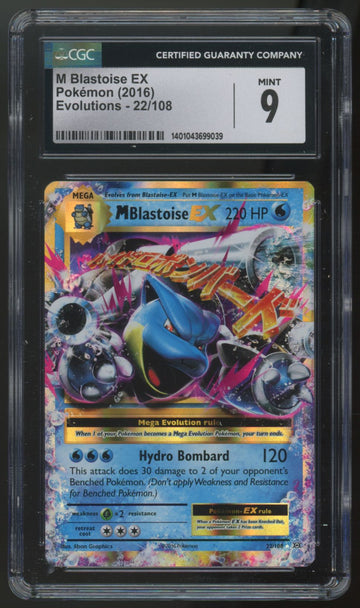 2016 Pokemon M Blastoise EX Evolutions Holo #22 CGC 9