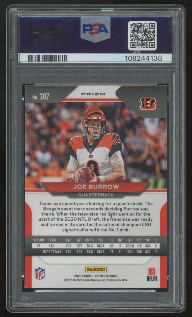 2020 Panini Prizm Joe Burrow RC Lazer #307 PSA 9