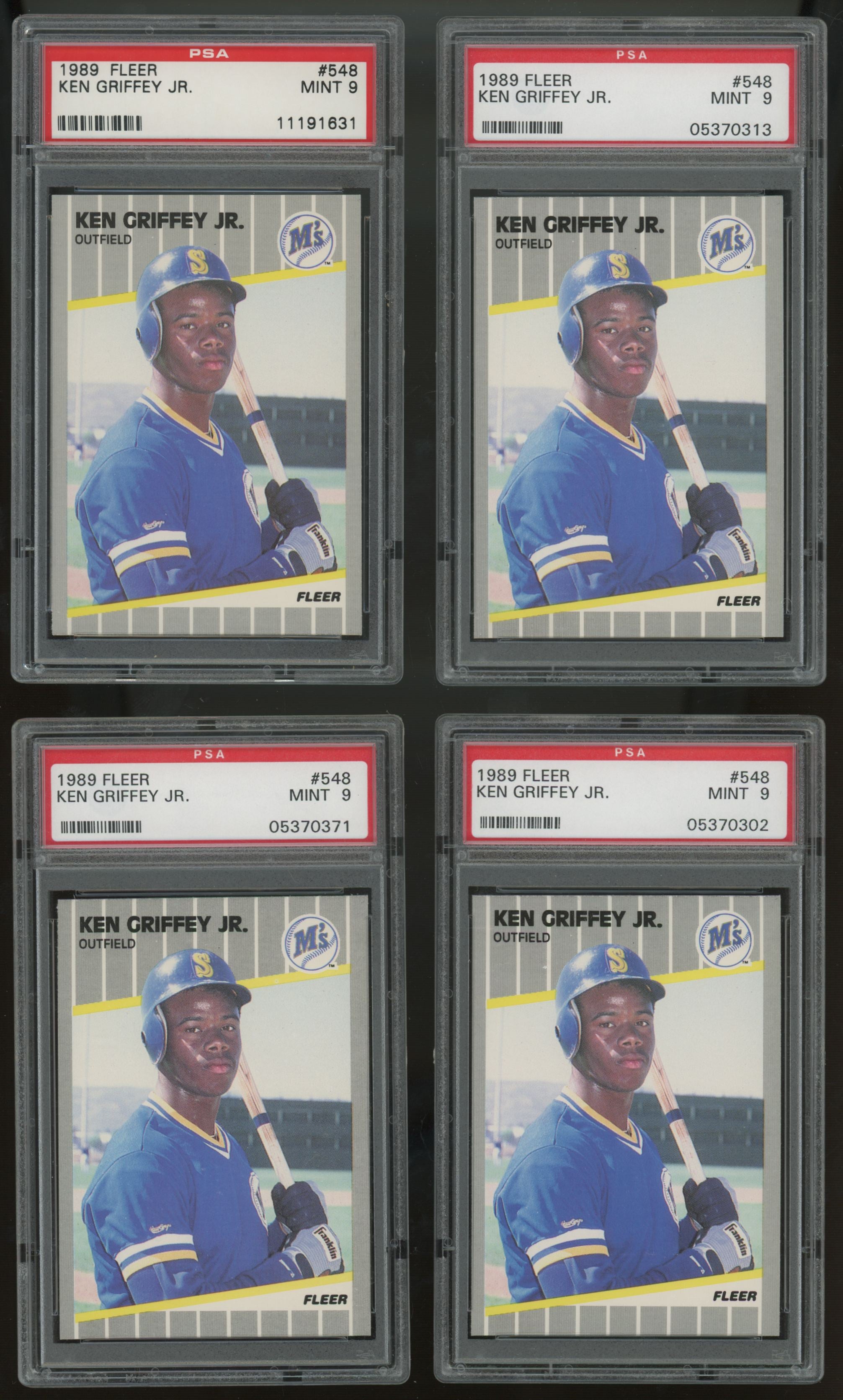 1989 Fleer Ken Griffey Jr. RC #548 PSA 9 Lot of 10 "B"