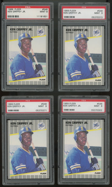 1989 Fleer Ken Griffey Jr. RC #548 PSA 9 Lot of 10 "B"