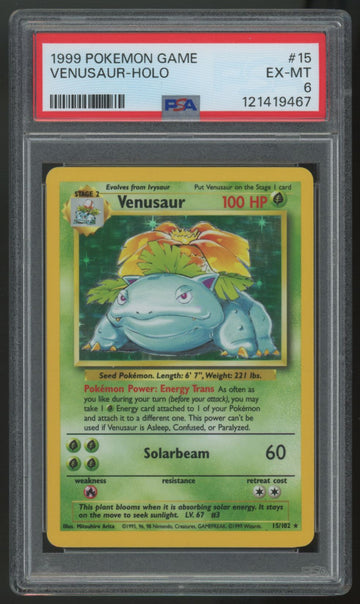 1999 Pokemon Venusaur Base Set Unlimited #15 PSA 6