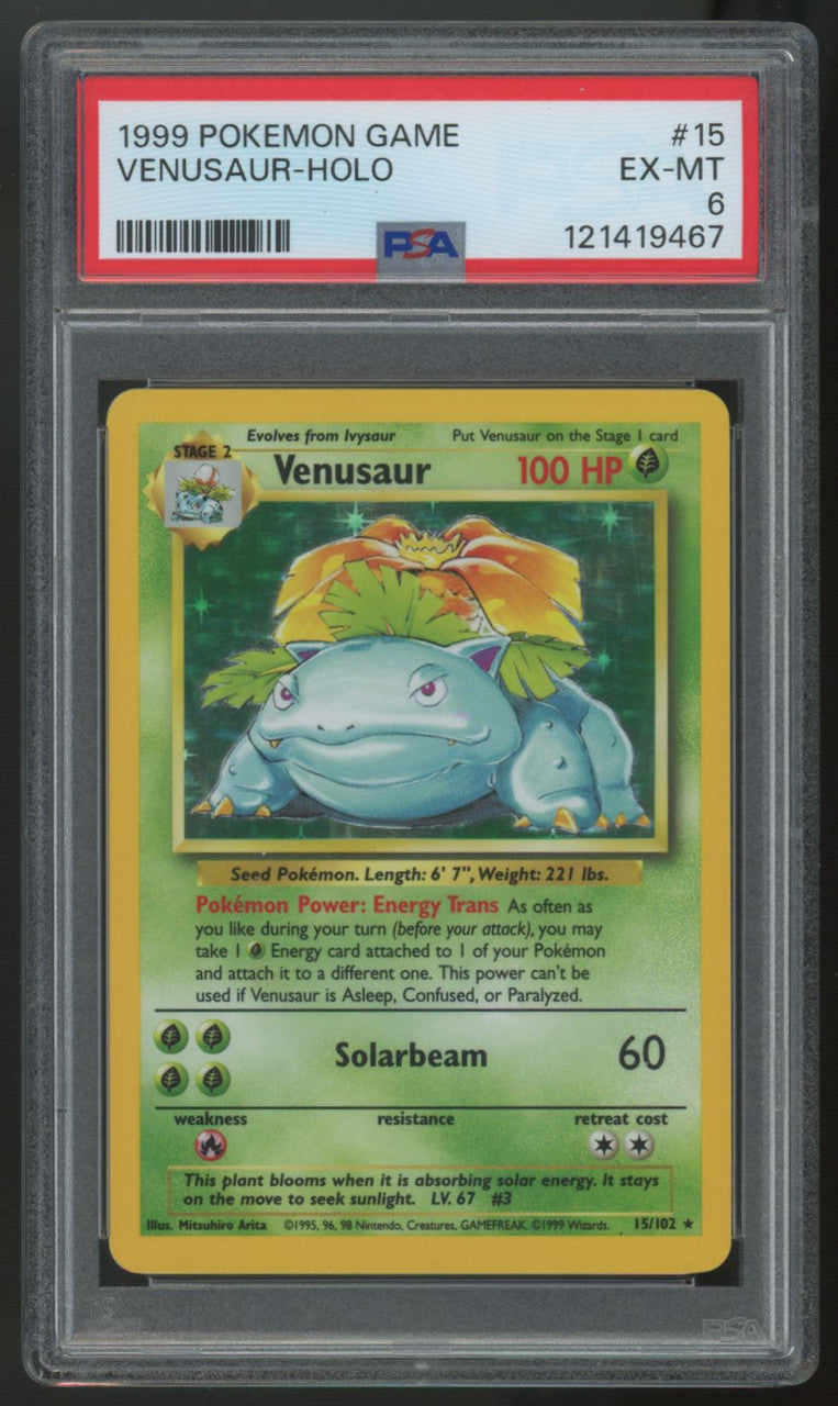 1999 Pokemon Venusaur Base Set Unlimited #15 PSA 6