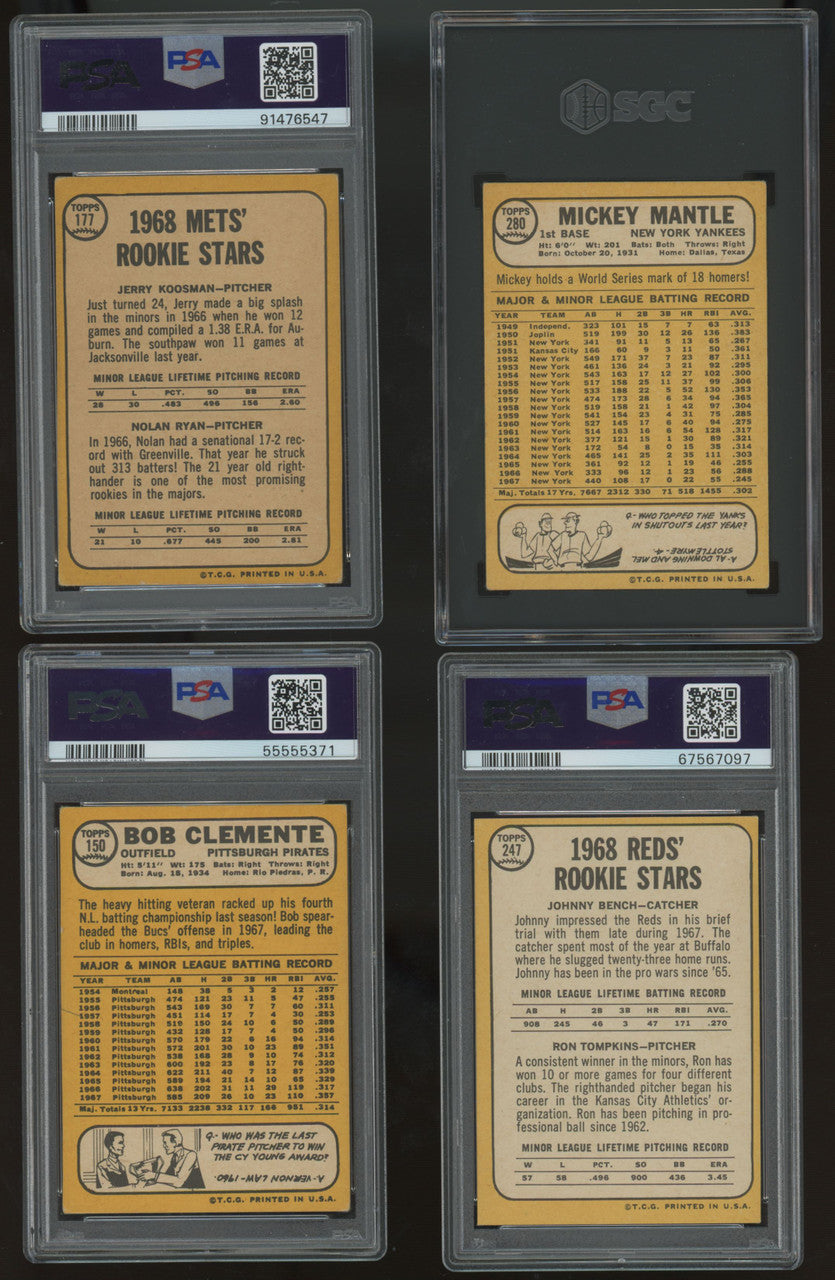 1968 Topps Baseball Complete Set (598) VG-EX Overall Ryan Bench PSA