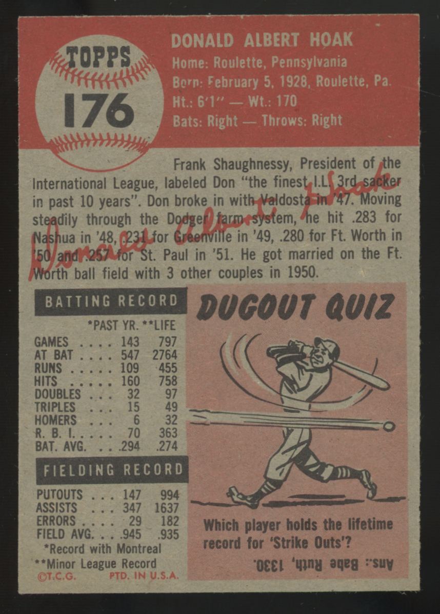 1953 Topps Don Hoak #176 EX
