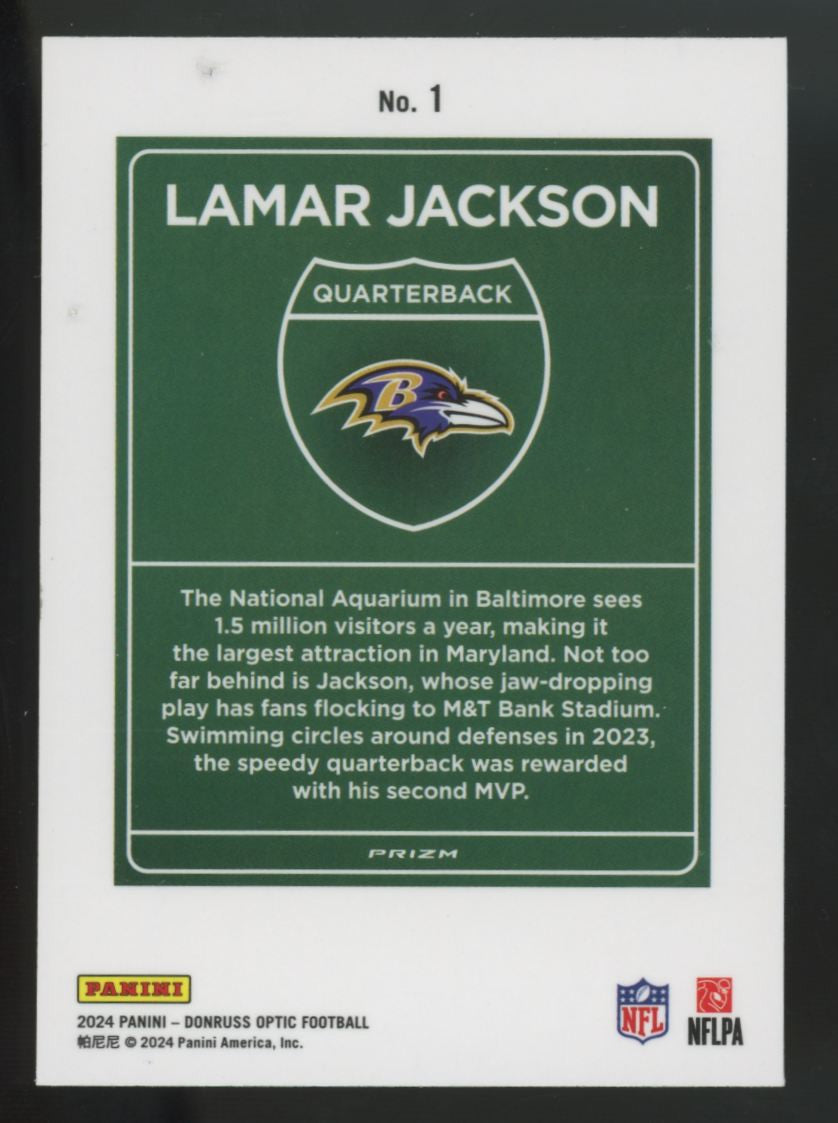 2024 Panini Donruss Optic Lamar Jackson Downtown SSP #1