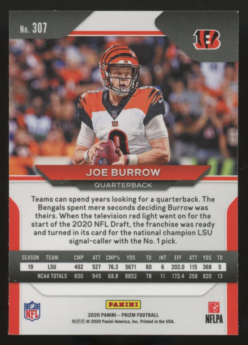 2020 Panini Prizm Joe Burrow RC #307