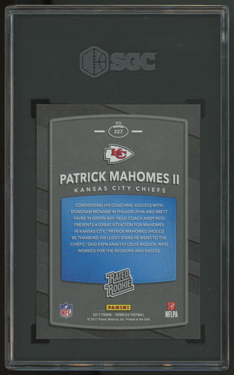 2017 Donruss Patrick Mahomes RC Rated Rookie #327 SGC 10
