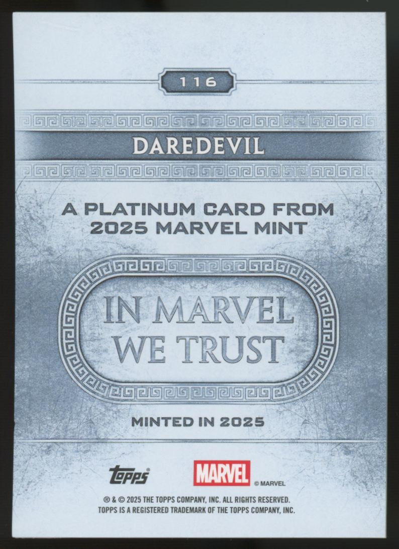 2025 Topps Marvel Mint Daredevil Platinum Holofoil /99 #116