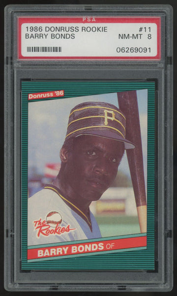 1986 Donruss Rookie Barry Bonds RC #11 PSA 8 *091