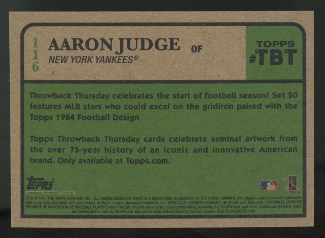 2017 Topps Aaron Judge RC 1984 Throwback Thursday #116