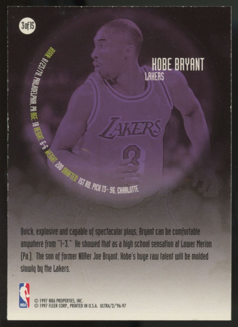 1996-97 Fleer Ultra Kobe Bryant RC All Rookie #3 "B"