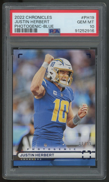 2022 Chronicles Photogenic Justin Herbert Blue /99 #PH-19 PSA 10